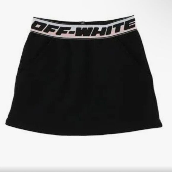 OFF-WHITENEW Kid’s Fleece Black Skirt with Pink White Waistband Girls Size 6